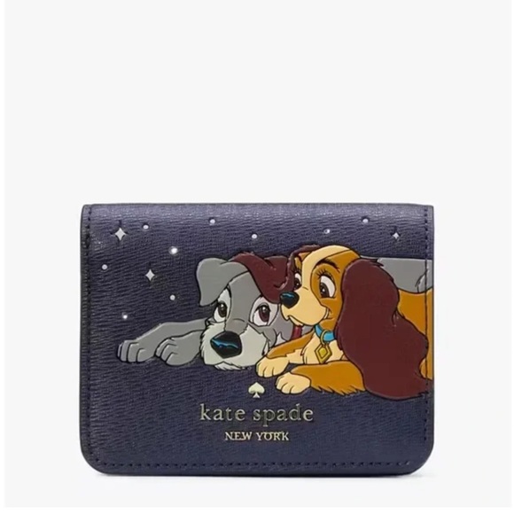 ♠️kate spade X Disney Lady and the Tramp Small Compact Bifold Wallet, Navy NWT - Picture 13 of 13